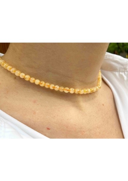 Sertifikalı Sitrin Taşı Doğaltaş Kolye 4 mm fiyatları