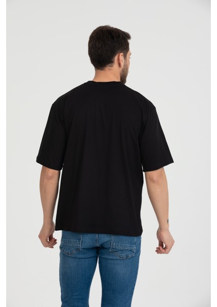 Bisiklet Yaka T-Shirt Siyah Oversize fiyatları