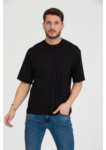 Bisiklet Yaka T-Shirt Siyah Oversize fırsatları