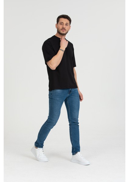 Bisiklet Yaka T-Shirt Siyah Oversize indirimleri