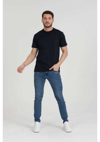 Bisiklet Yaka T-Shirt Siyah