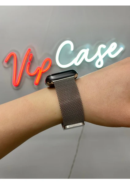 Vip Case Apple Watch Metal Hasır Kordon 1/2/3/4/5/6/7/8/9/S E Serileri ile Uyumlu