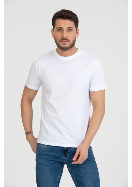 Bisiklet Yaka T-Shirt Beyaz indirimleri