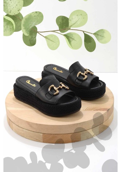 Siyah Leather Kadın Terlik K04177064403
