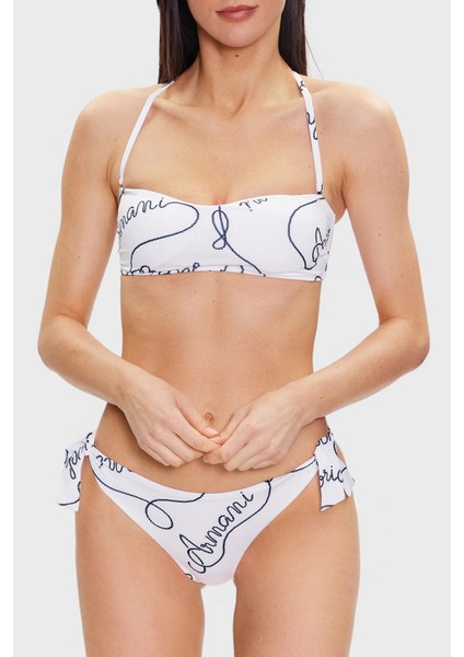 Desenli Bağlama Detaylı Sert Hafif Dolgulu Bikini Bayan Bikini 262636 3R310 10410