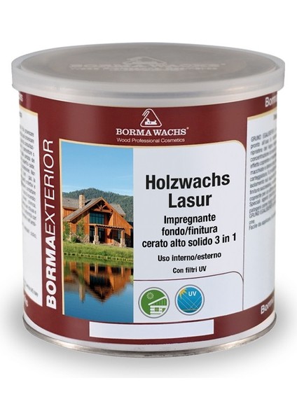 Borma Wachs Holzwahcs Lasur 3in1 - Solvent Bazlı Ön Korumalı Ahşap Verniği