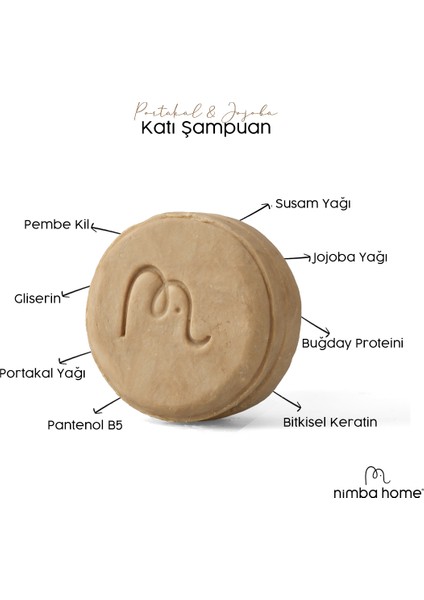 - Portakal & Jojoba Katı Şampuan 110 Gr, Bitkisel, %100 Doğal El Yapımı