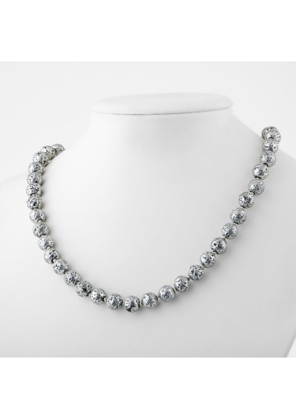 Gri Lav Taşı 8 mm Düğümlü Doğal Taş Kolye fiyatları