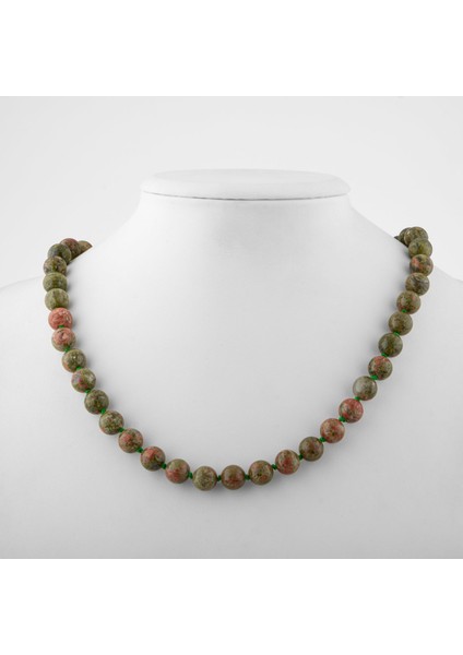 Unakit 8 mm Düğümlü Doğal Taş Kolye