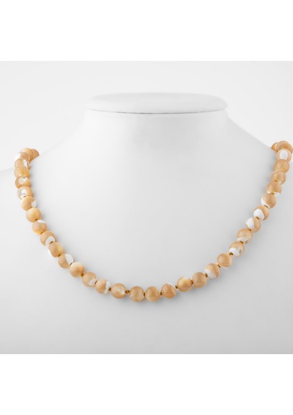 Sedef 8 mm Düğümlü Doğal Taş Kolye