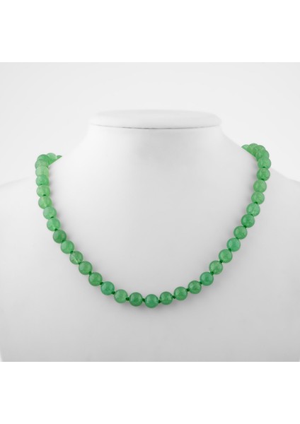 Yeşil Aventurin 8 mm Düğümlü Doğal Taş Kolye