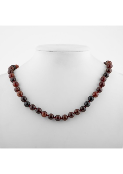 Hessonit Lal 8 mm Düğümlü Doğal Taş Kolye fiyatları