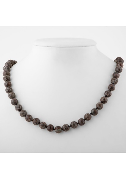 Riyolit 8 mm Düğümlü Doğal Taş Kolye