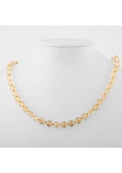 Sitrin 8 mm Düğümlü Doğal Taş Kolye