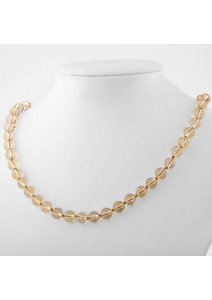 Sitrin 8 mm Düğümlü Doğal Taş Kolye fiyatları