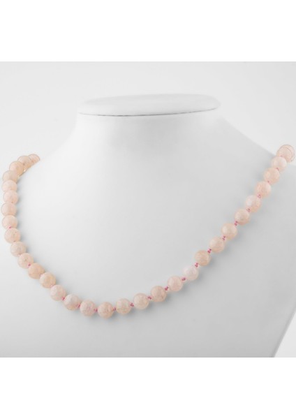 Morganit 8 mm Düğümlü Doğal Taş Kolye fiyatları