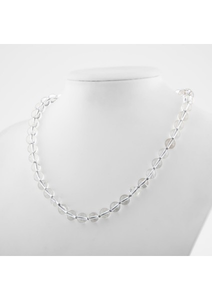 Kristal Kuvars 8 mm Düğümlü Doğal Taş Kolye fiyatları