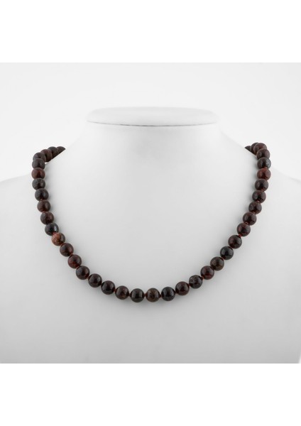 Dragon Jasper 8 mm Düğümlü Doğal Taş Kolye