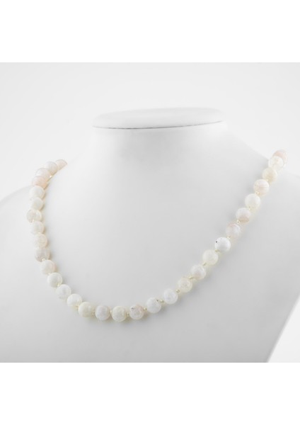 Ay Taşı 8 mm Düğümlü Doğal Taş Kolye fiyatları