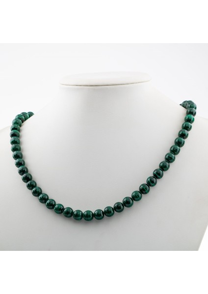 Malakit 8 mm Dizi Doğal Taş Kolye