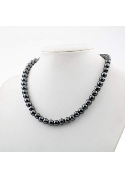 Hematit 8 mm Dizi Doğal Taş Kolye