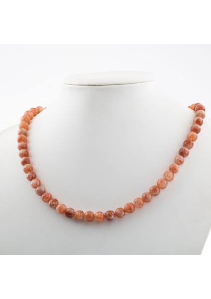 Güneş Taşı 8 mm Dizi Doğal Taş Kolye