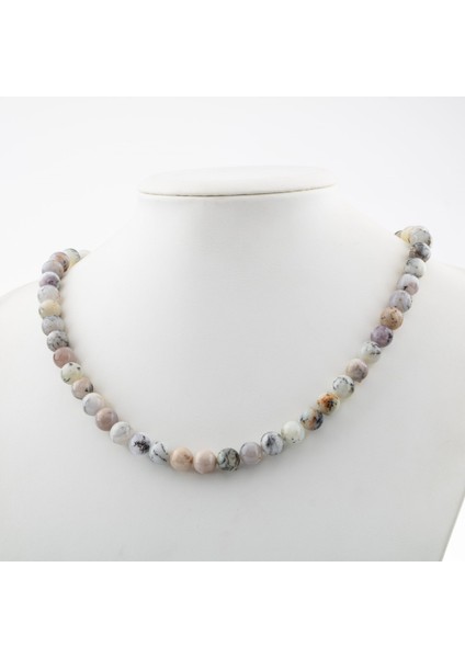 Süt Opal 8 mm Dizi Doğal Taş Kolye