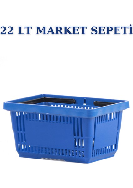 1 Adet 22 Litre Market Sepeti, Alışveriş Sepeti, Saplı Market Sepeti