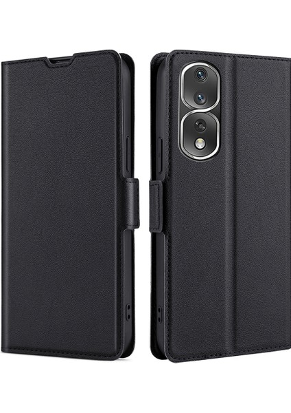 Honor 80 Pro 5g Damla Geçirmez Pu Deri Stand Kart Tutucu Telefon Kılıfı Tpu Iç Kabuk Çift Manyetik Tüye Koruyucu Kapak (Yurt Dışından)