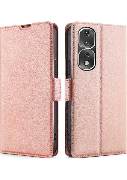 Honor 80 Pro 5g Damla Geçirmez Pu Deri Stand Kart Tutucu Telefon Kılıfı Tpu Iç Kabuk Çift Manyetik Tüye Koruyucu Kapak (Yurt Dışından)