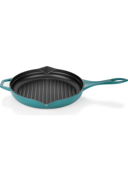 Guss Chef Döküm Yuvarlak Grill Tava 28 cm Turkuaz