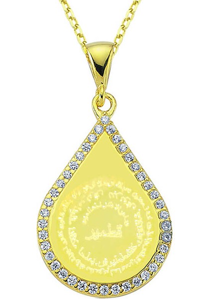 Gümüş Gold Damla Kıttmir Duası Kadın Kolye