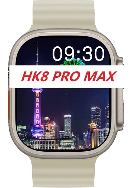 Watch 8 Ultra Hk8 Promax Amoled 49MM Beyaz Akıllı Saat Xiaomi Iphone Huawei Uyumlu Pusula Sesli Görüşmeli HK8PROMAX3KORDONLU