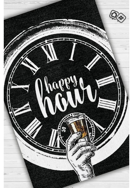 Happy Hour Dokuma Tabanlı Yıkanabilir Dekoratif Halı