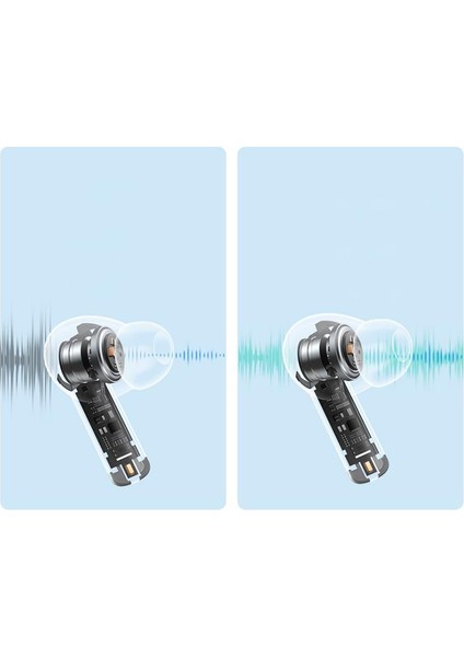 BT5.2V Uygulama Kontrollü Mikrofonlu Bluetooth Kulaklık, 400mAh Şarj Kutulu Gürültü Engelleyici
