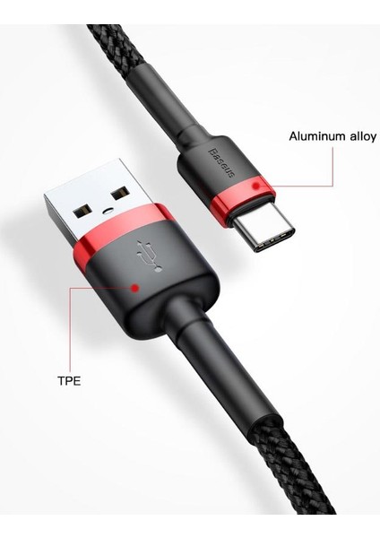 USB 3.0A 1 Metre Ultra Hızlı USB To Type C Şarj ve Data Kablosu, Kopmaz, Karışmaz Halat Kablo