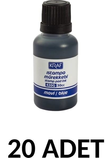 20 Adet Istampa Mürekkebi 30 cc Kaşe Mürekkebi Mavi