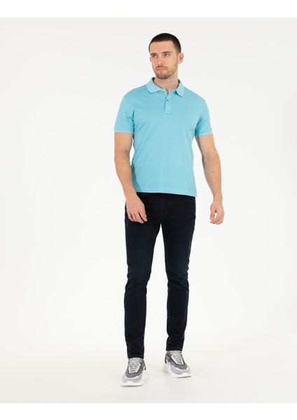 Pierre Cardin Erkek Açık Mavi Slim Fit Polo Yaka Merserize Tişört 50262665-VR003