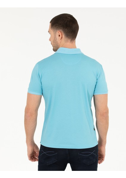 Pierre Cardin Erkek Açık Mavi Slim Fit Polo Yaka Merserize Tişört 50262665-VR003