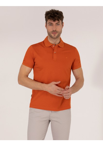 Pierre Cardin Erkek Kahverengi Regular Fit Polo Yaka Merserize Tişört 50262665-VR040