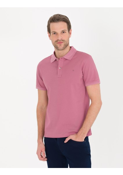 Pierre Cardin Erkek Pembe Slim Fit Polo Yaka Merserize Tişört 50262665-VR026