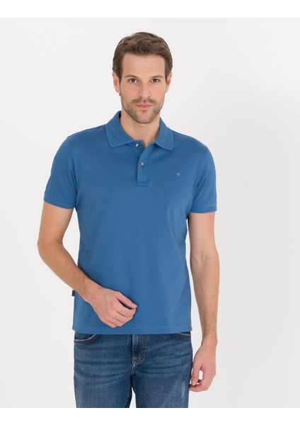 Pierre Cardin Erkek Koyu Mavi Slim Fit Polo Yaka Merserize Tişört 50262665-VR032