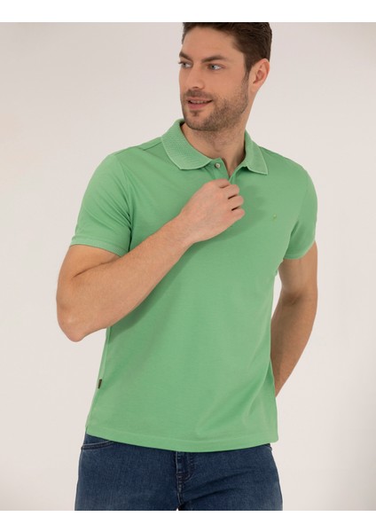 Pierre Cardin Erkek Açık Yeşil Slim Fit Polo Yaka Merserize Tişört 50262665-VR092