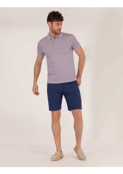 Pierre Cardin Erkek Lila Slim Fit Polo Yaka Merserize Tişört 50262665-VR034