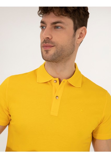 Pierre Cardin Erkek Sarı Slim Fit Polo Yaka Merserize Tişört 50262665-VR044