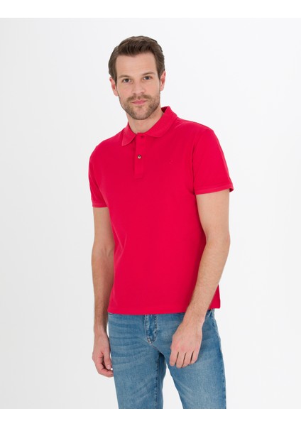 Pierre Cardin Erkek Kırmızı Slim Fit Polo Yaka Merserize Tişört 50262665-VR030