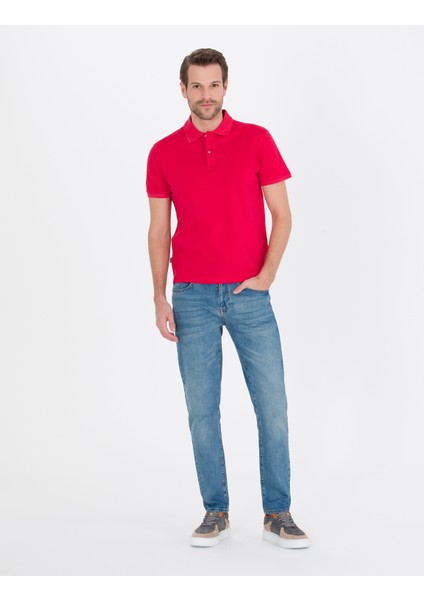 Pierre Cardin Erkek Kırmızı Slim Fit Polo Yaka Merserize Tişört 50262665-VR030