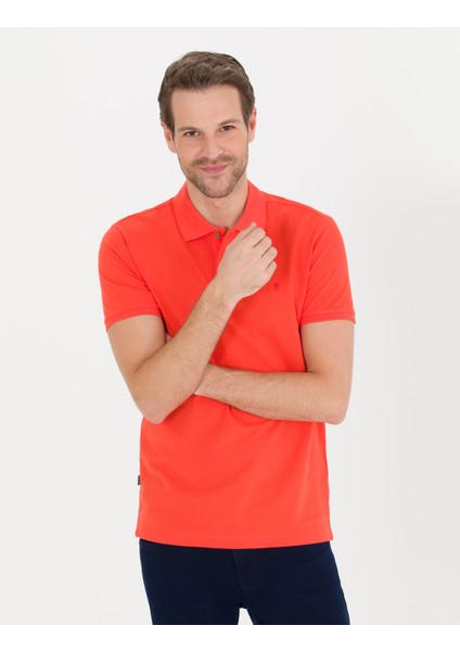 Pierre Cardin Erkek Kırmızı Slim Fit Polo Yaka Basic Tişört 50262660-VR039