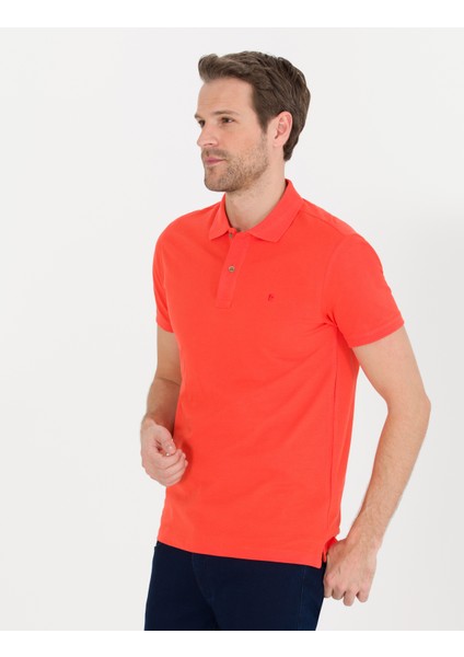 Pierre Cardin Erkek Kırmızı Slim Fit Polo Yaka Basic Tişört 50262660-VR039