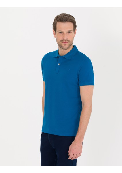 Pierre Cardin Erkek Indigo Slim Fit Polo Yaka Merserize Tişört 50262665-VR028